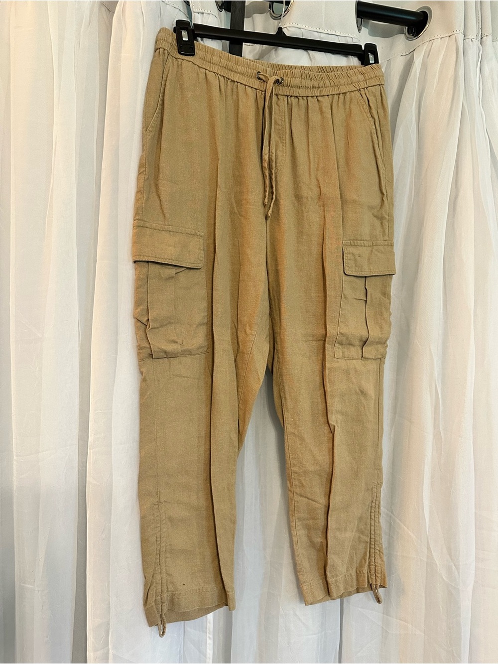 Jules & Leopold Women’s Cargo Linen Blend Pants - Tan